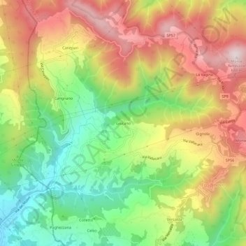 Carte topographique Giucano, altitude, relief