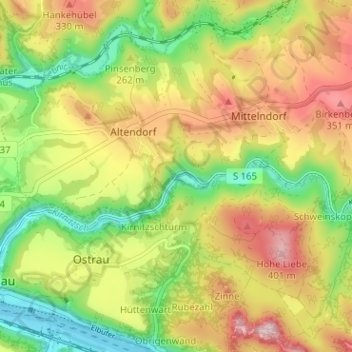 Carte topographique Ostrauer Mühle, altitude, relief