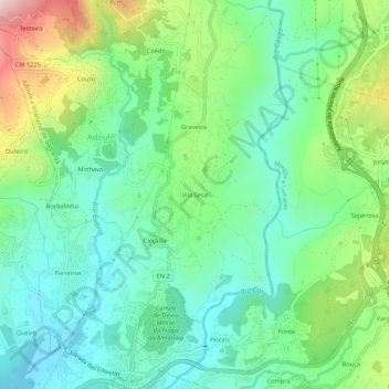 Carte topographique Vila Seca, altitude, relief