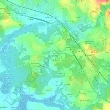Carte topographique Kermarie, altitude, relief
