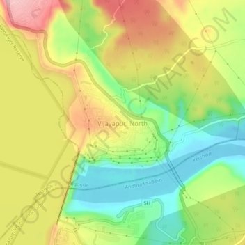 Carte topographique Vijayapuri North, altitude, relief