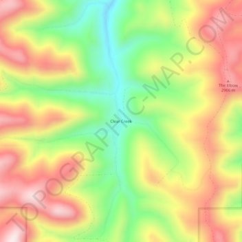 Carte topographique Clear Creek, altitude, relief