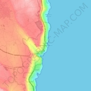 Carte topographique Contrada Guardiola, altitude, relief