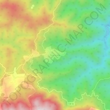 Carte topographique Tala Hiba, altitude, relief