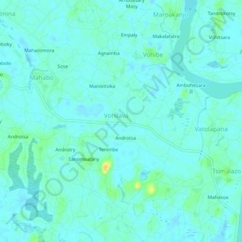 Carte topographique Eronga, altitude, relief