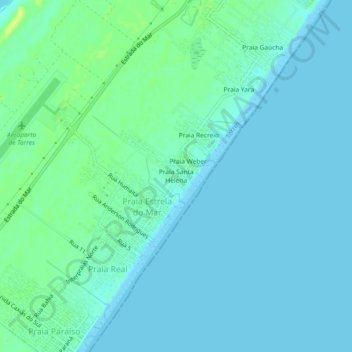 Carte topographique Praia Santa Helena, altitude, relief