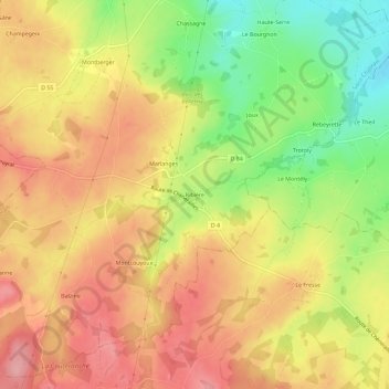 Carte topographique Ribière, altitude, relief