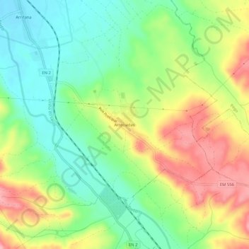 Carte topographique Arreciadas, altitude, relief