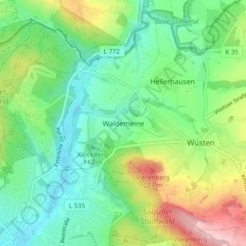 Carte topographique Waldemeine, altitude, relief