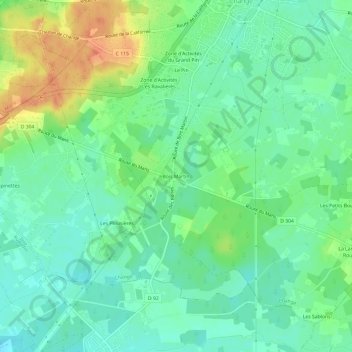 Carte topographique Bois Martin, altitude, relief