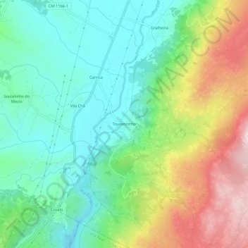 Carte topographique Tourencinho, altitude, relief