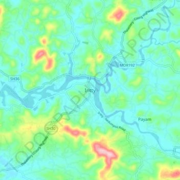 Carte topographique Iritty, altitude, relief