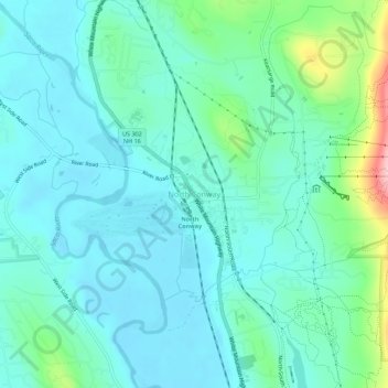 Carte topographique North Conway, altitude, relief