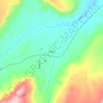 Carte topographique Coyote, altitude, relief