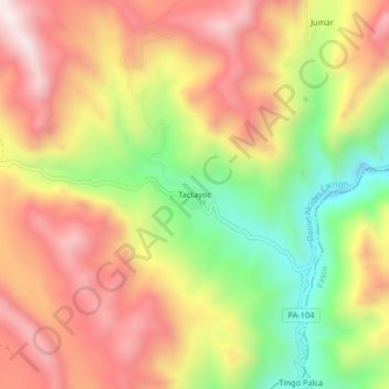Carte topographique Tactayoc, altitude, relief