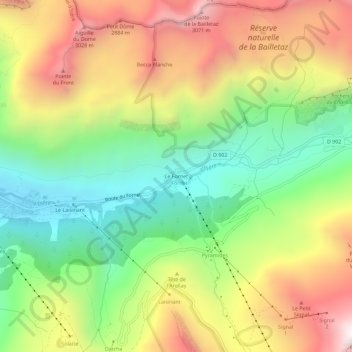 Carte topographique Le Fornet, altitude, relief