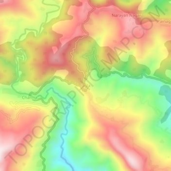 Carte topographique Ogla, altitude, relief