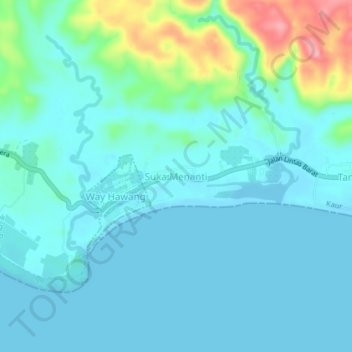 Carte topographique Suka Menanti, altitude, relief