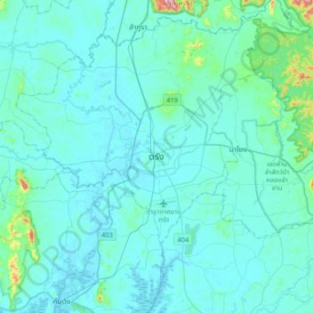 Carte topographique Trang, altitude, relief