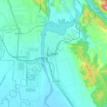 Carte topographique Nangal, altitude, relief