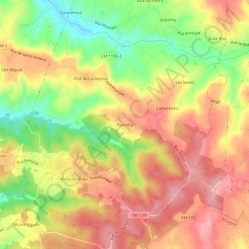 Carte topographique Assenha, altitude, relief