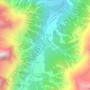 Carte topographique Branche d'en Haut, altitude, relief