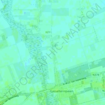Carte topographique Gasselterboerveen, altitude, relief