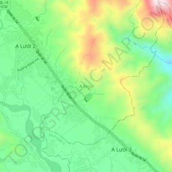 Carte topographique A Ngo, altitude, relief