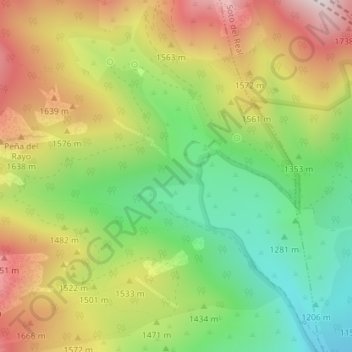 Carte topographique Hueco de San blas, altitude, relief
