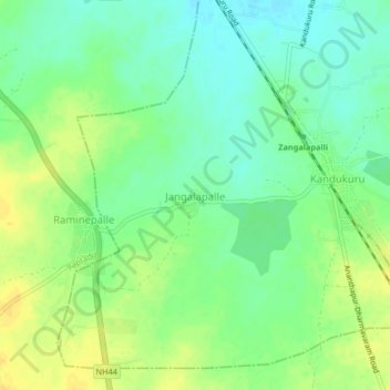 Carte topographique Jangalapalle, altitude, relief
