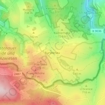 Carte topographique Fürstenau, altitude, relief