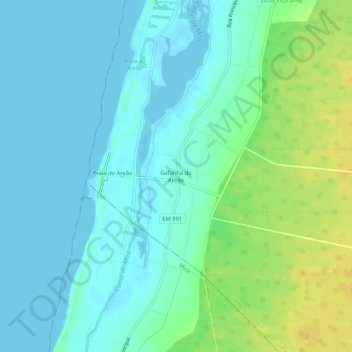 Carte topographique Gafanha do Areão, altitude, relief