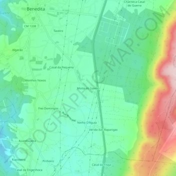 Carte topographique Moita do Gavião, altitude, relief