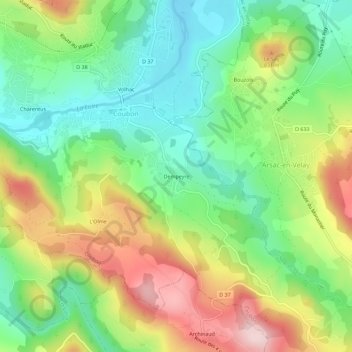 Carte topographique Dempeyre, altitude, relief