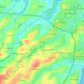 Carte topographique Blachon, altitude, relief