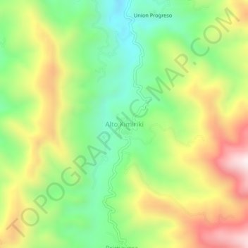 Carte topographique Alto Kimiriki, altitude, relief