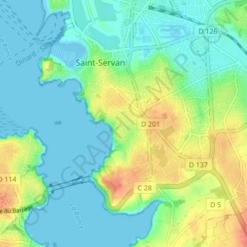 Carte topographique Le Rosais, altitude, relief
