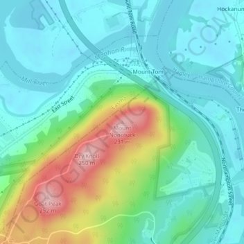 Carte topographique Mount Nonotuck, altitude, relief