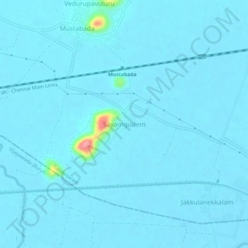 Carte topographique Savamgudem, altitude, relief