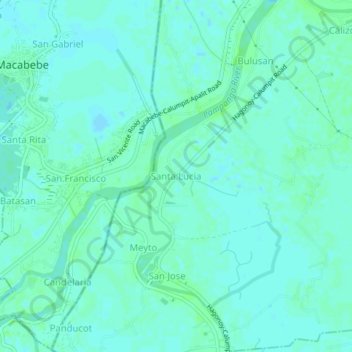 Carte topographique Santa Lucia, altitude, relief
