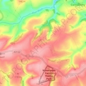 Carte topographique Allaleigh, altitude, relief