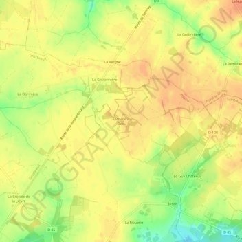 Carte topographique Le Village du Bois, altitude, relief