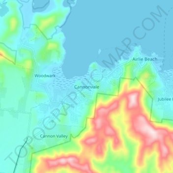 Carte topographique Cannonvale, altitude, relief