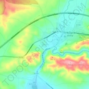 Carte topographique Osma, altitude, relief