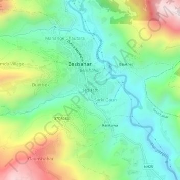 Carte topographique Sera Faat, altitude, relief