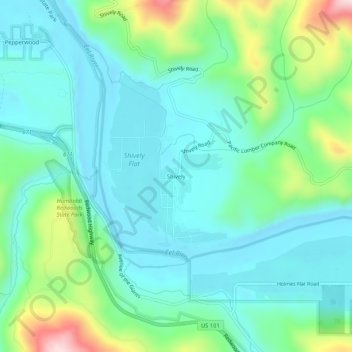 Carte topographique Shively, altitude, relief