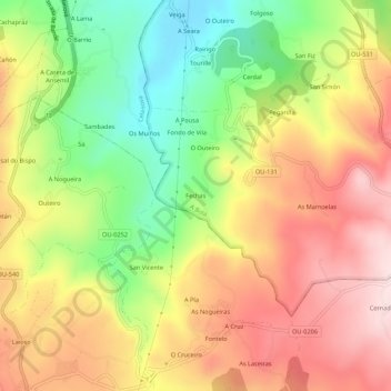 Carte topographique Fechas, altitude, relief