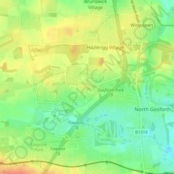 Carte topographique Middle Brunton, altitude, relief