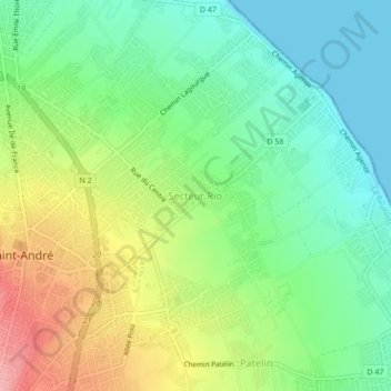 Carte topographique Secteur Rio, altitude, relief