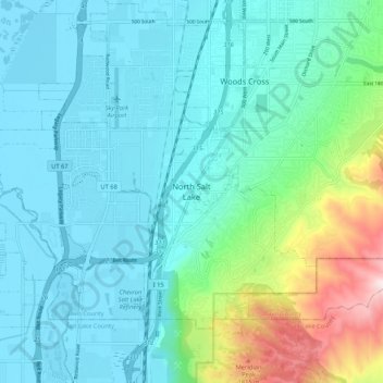 Carte topographique North Salt Lake, altitude, relief